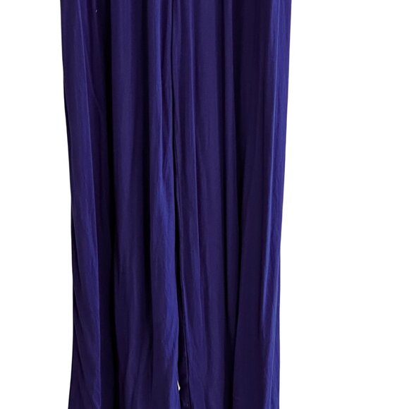 INC Large Sleeveless Jumpsuit Rayon Blend Royal Blue Cross-Straps & Knot Detail - Picture 3 of 14